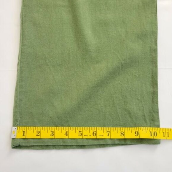 LOVE TREE Wide Leg Green Linen Pants Size Small high-rise belted Straight Pants - Picture 9 of 11